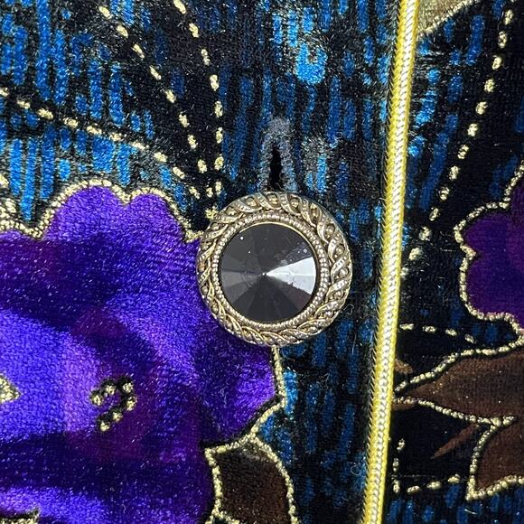 R & K Evening Floral Shacket Blazer Sz 12 Teal Purple Gold Whimsigoth Fairy - Picture 5 of 8